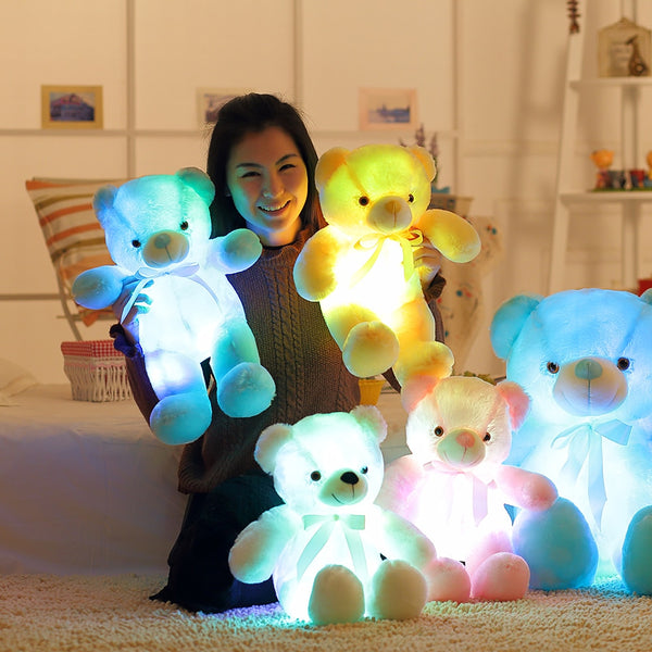 19.69 Inches Creative Light Up LED Teddy Bear Stuffed Animals Plush Toy Colorful Glowing Gift for Kids