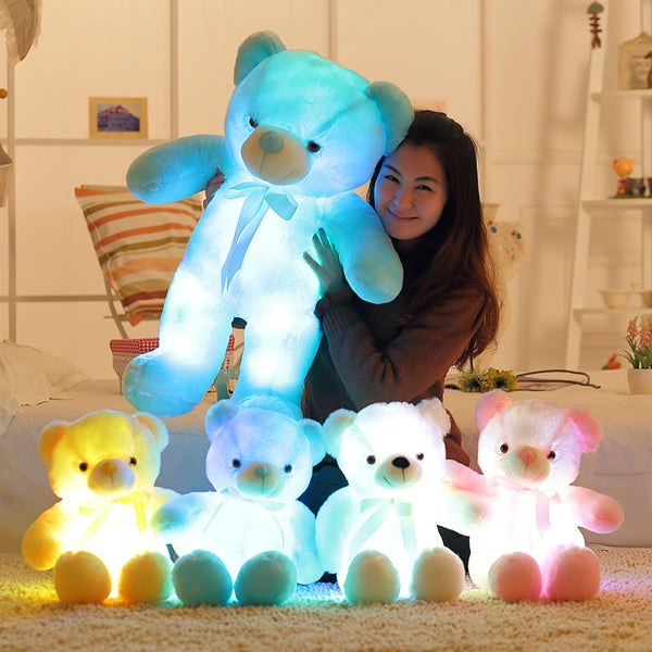 19.69 Inches Creative Light Up LED Teddy Bear Stuffed Animals Plush Toy Colorful Glowing Gift for Kids